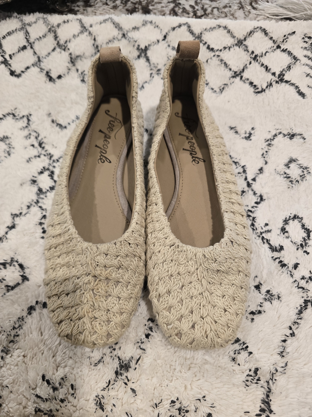 Free People Cream Crochet Ballet Flats